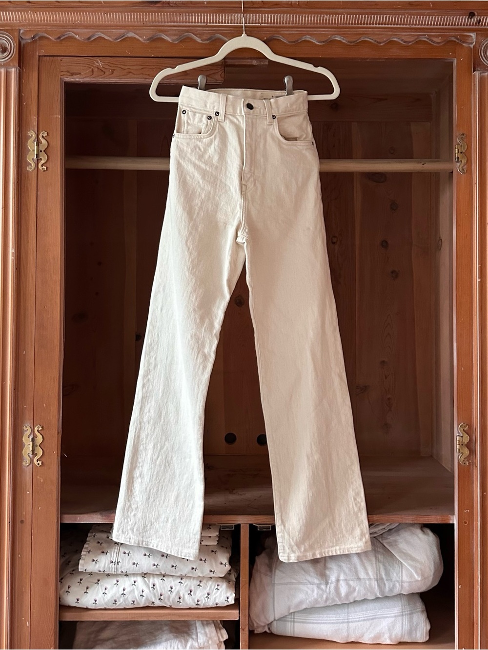 Imogene and Willie Catherine Cream High-Waist Straight Leg Jeans
